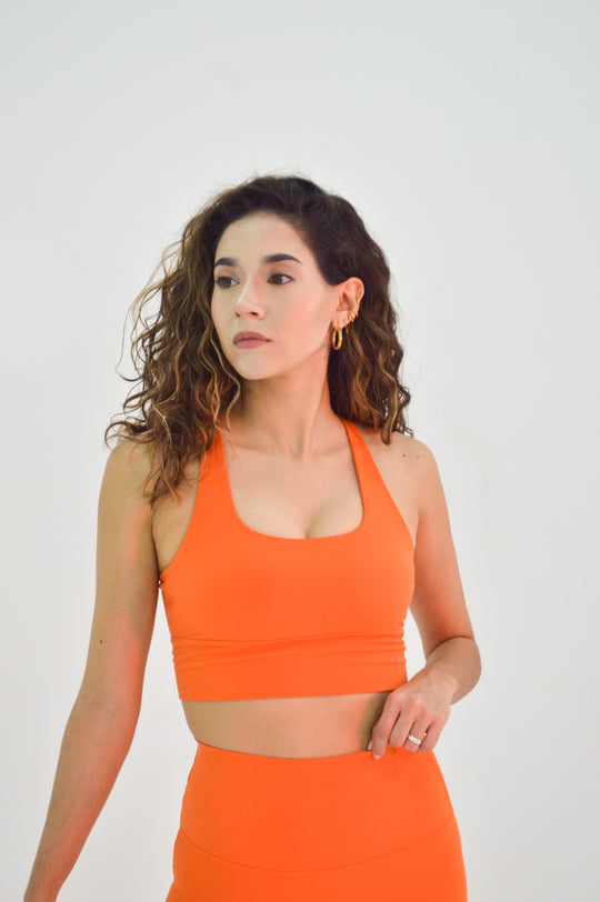 Labyrinth Pumpkin Orange Sport Bra